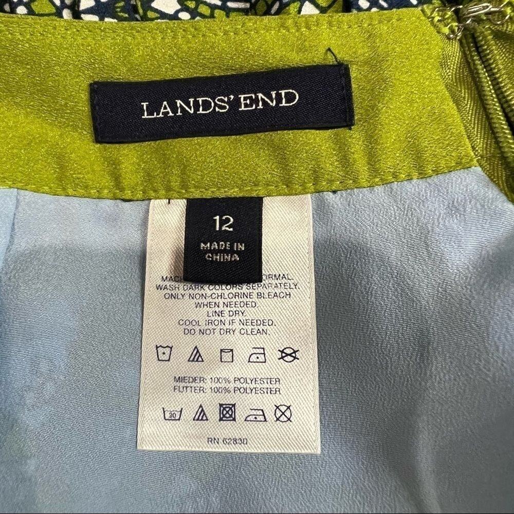 Lands End Blue & Green Floral Pleated Skirt - Picture 6 of 7